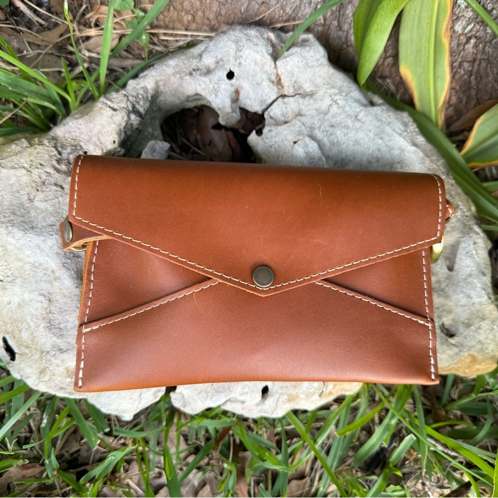 Portland leather goods envelope convertible crossbody Honey AKA Crunchwrap